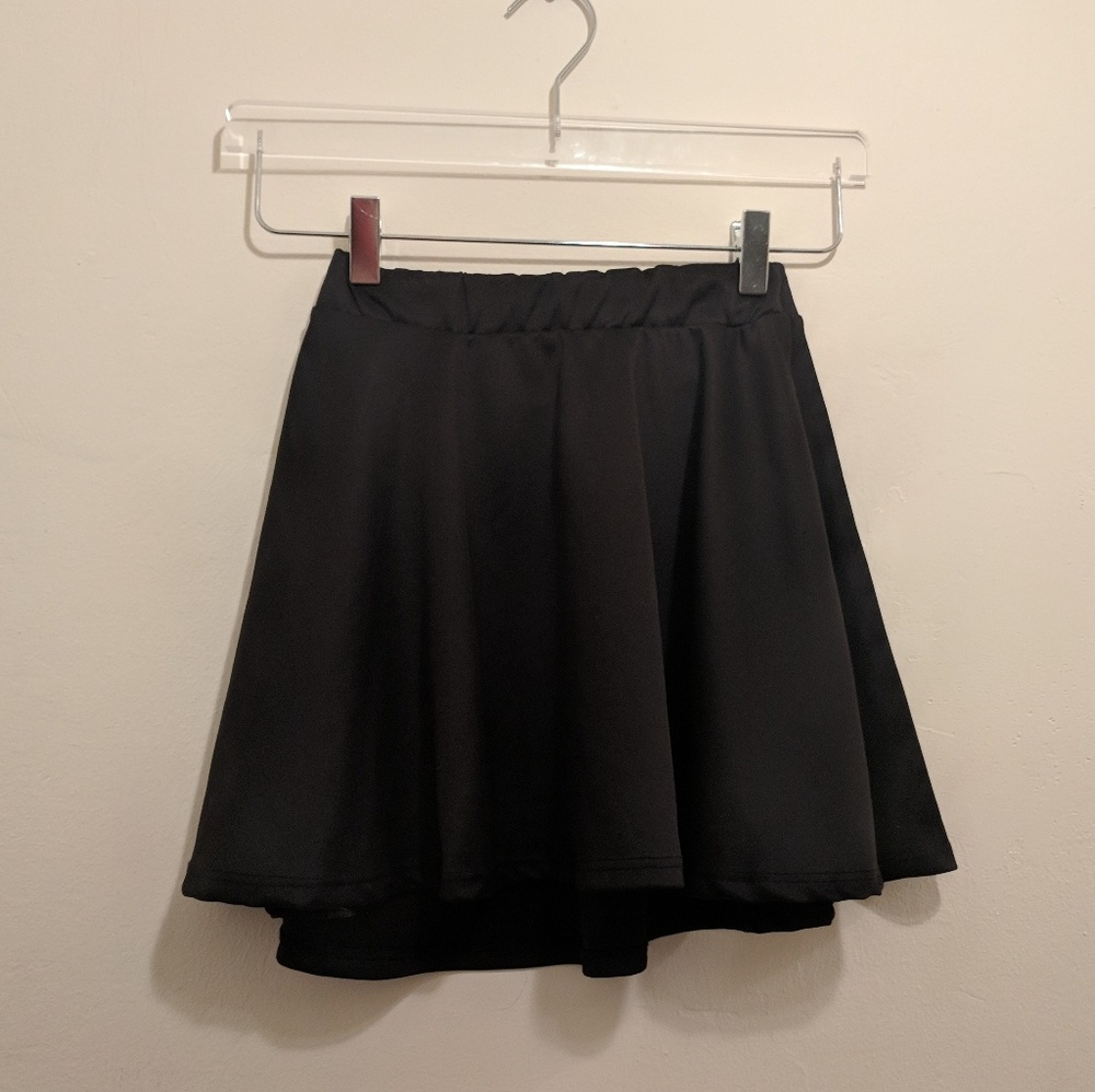 Black mini skater skirt